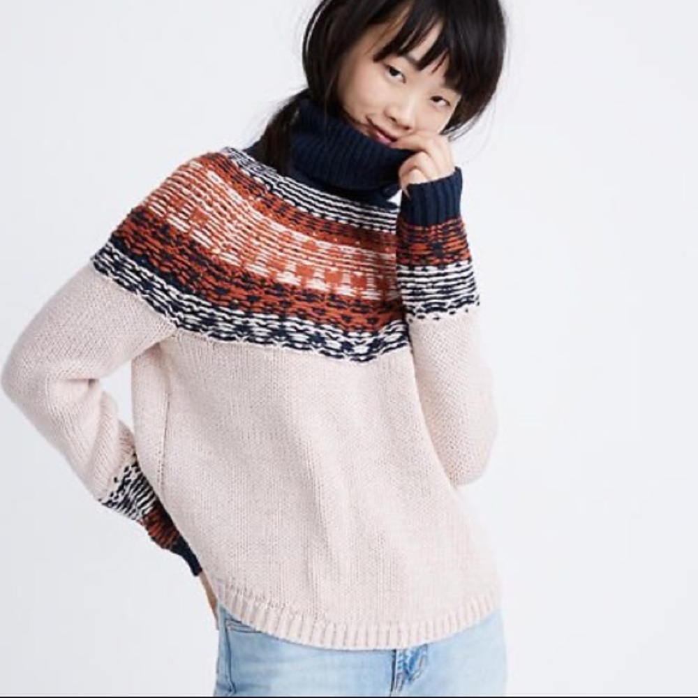 NWT Madewell Brookdale Fair Isle Turtleneck Sweater